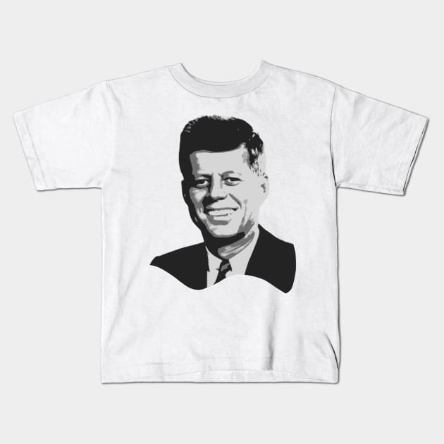 John F Kennedy Grayscale Pop Art Kids T-Shirt by Nerd_art